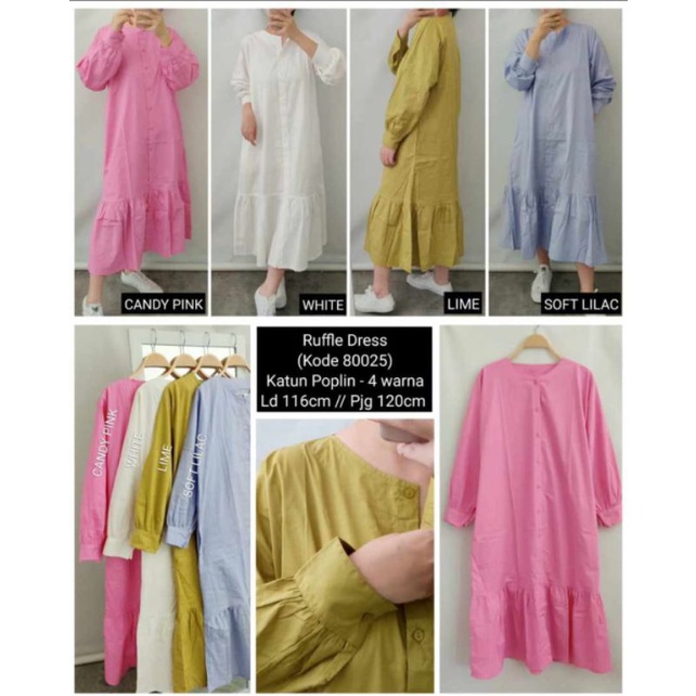 MIDI RUFLLE DRESS MIDI IMPORT PREMIUM MIDI PREMIUM KATUN POPLIN MIDI IMPORT