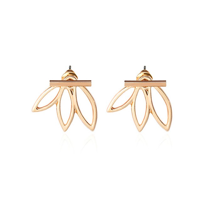 LRC Anting Tusuk Fashion Rose Gold Flower Shape Decorated Pure Color Earrings E71547
