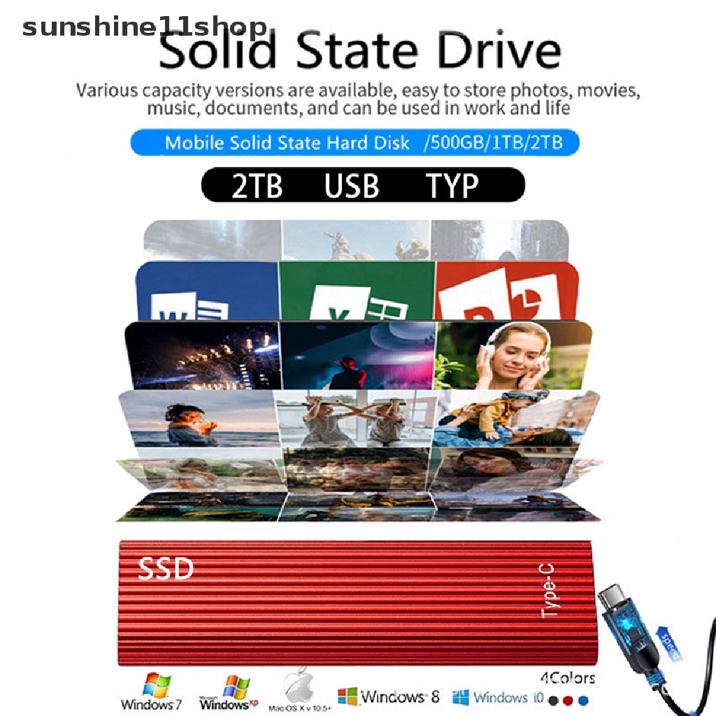 Sho Hardisk Eksternal SSD 1TB 2TB 4TB 8TB USB 3.1 Tipe C