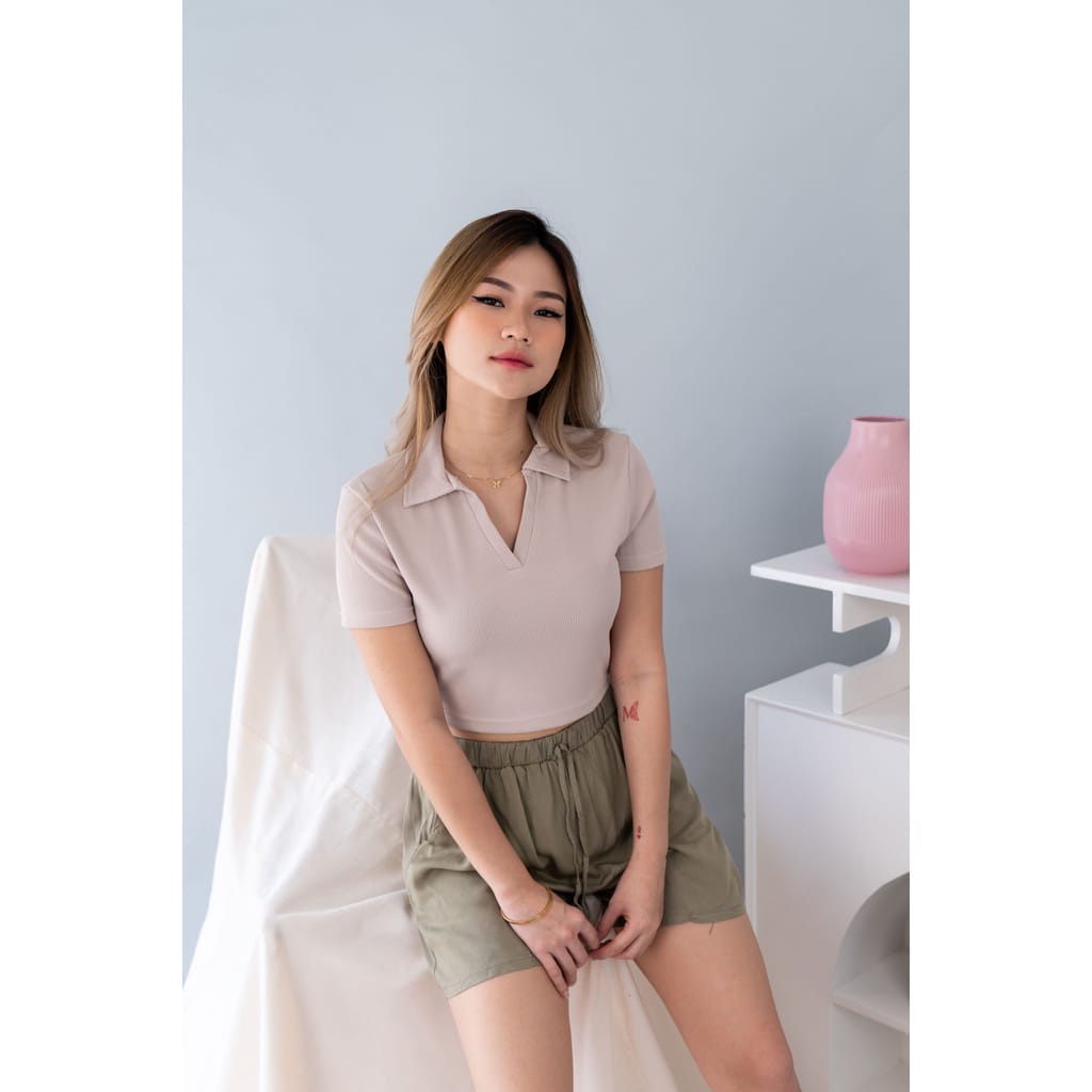 Zelline Official Atasan Wanita Mita Crop Knit