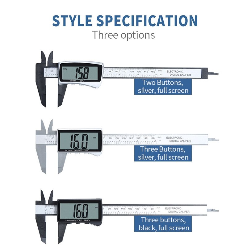 Maisi Jangka Sorong Digital LCD Vernier Caliper Micrometer 3 Buttons 15 cm