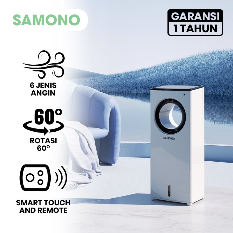 SAMONO SW-AC 25 Cooling Fan Kipas Portable Air Cooler Tanpa Baling Touch Screen 6 Jenis Angin 2 Mode