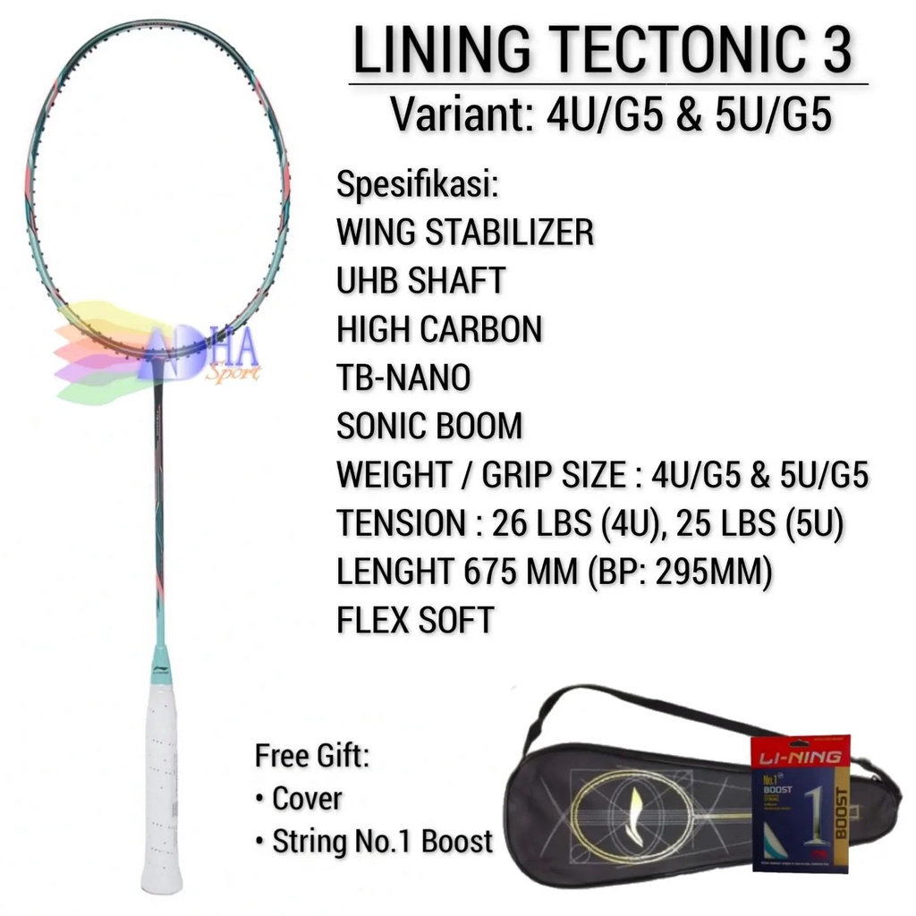 Raket Badminton Lining Tectonic 3 Original Store Surabaya Adha Sport