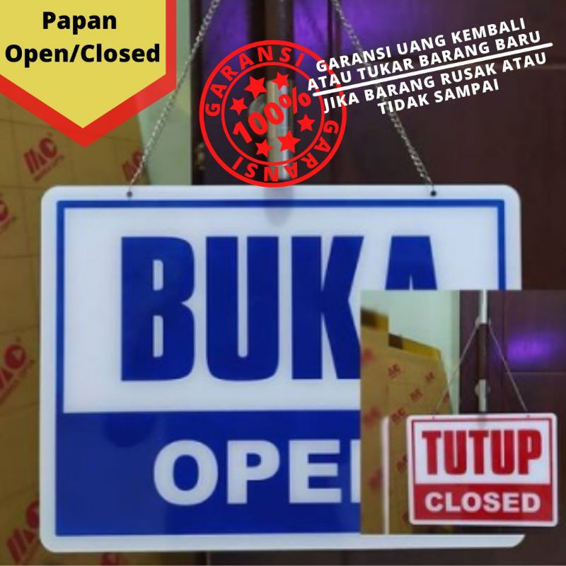 

CUSTOM papan gantung akrilik open close / papan buka tutup / gantungan sign cafe / sign system