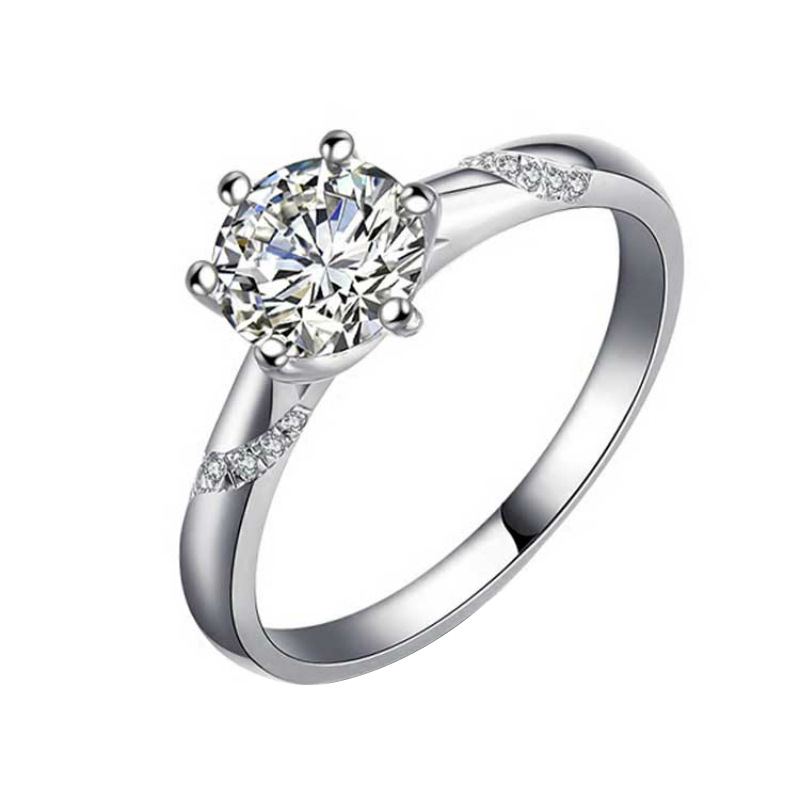 Cincin Platinum Moissanite Gaya Klasik Untuk Wanita