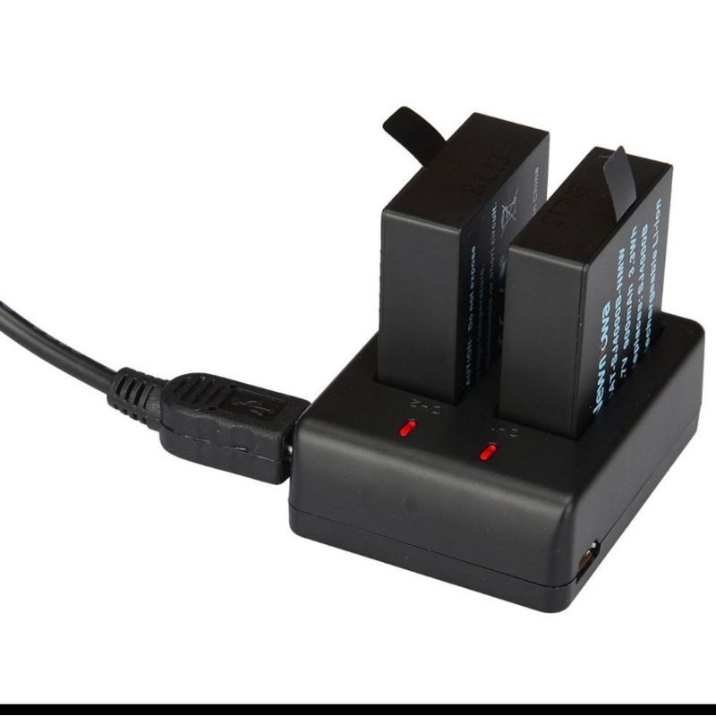 Dual Battery Charger for SJCAM SJ4000 SJ5000 SJ6000 M10 EKEN H9 H9R Pro, V3 4K - BC-SJ4000C - Black