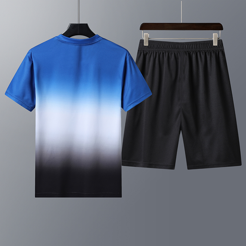 Set Kaos Round Neck &amp; Celana Pendek Pria Baju Olah Pria Men's Sport Set Vest Shirt Shorts TZ2015