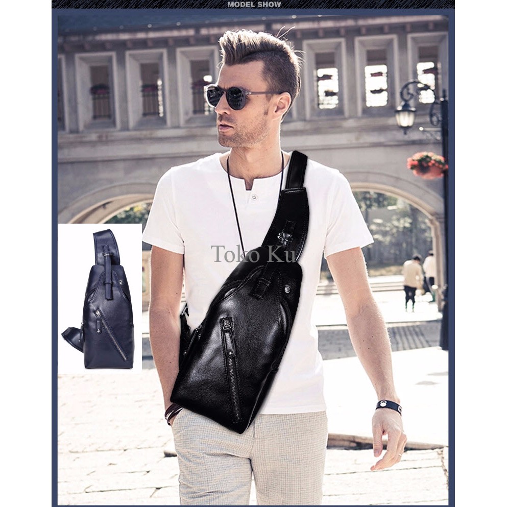 BA019 SLING BAG ELITE KOREAN STYLE TAS PRIA TAS DADA SELEMPANG KANTOR QOWI