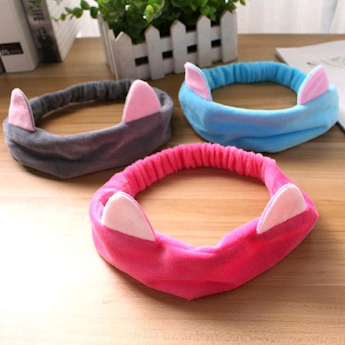 Bando Bandana Wanita Stretch Rambut Band Facial Cuci Muka Facial Ear Cat Lucu Unik