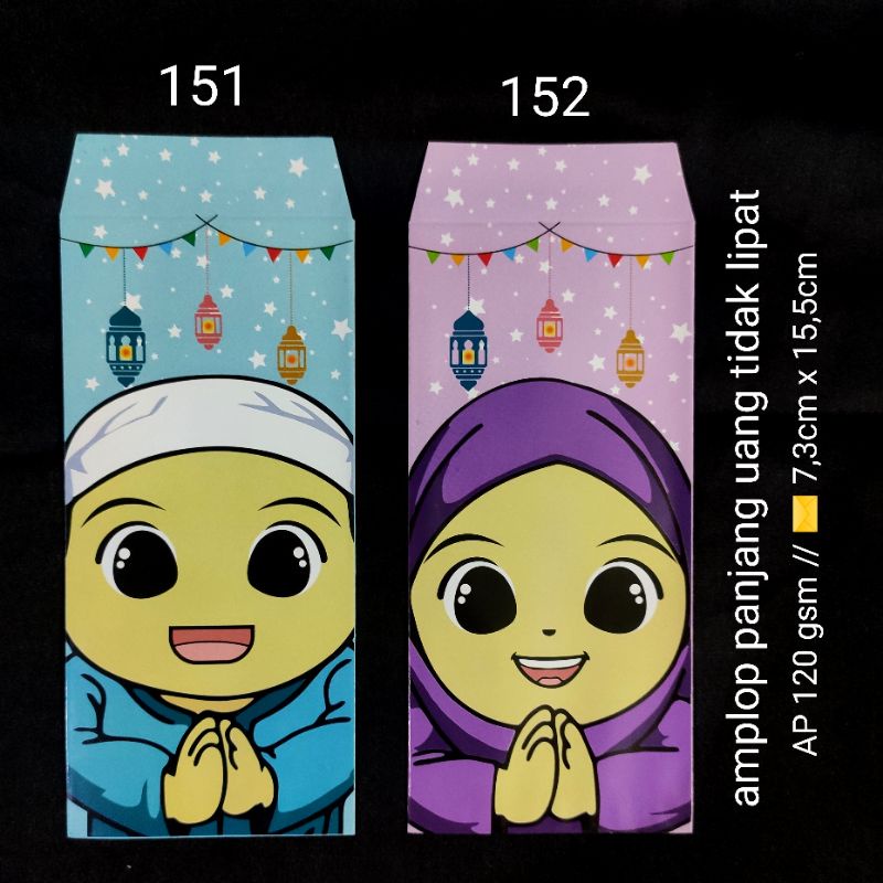 

amplop angpao lebaran panjang uang tidak lipat seri anak sholeh