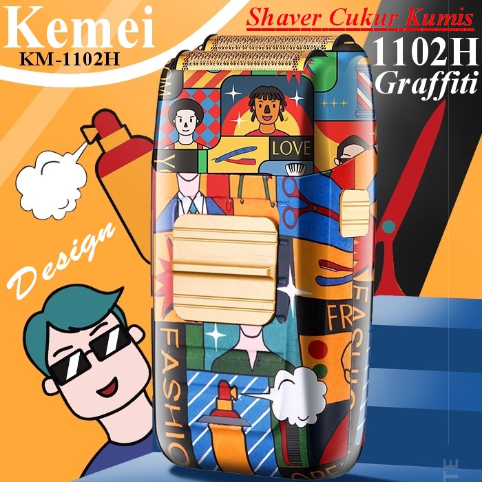 KEMEI 1102H GRAFFITI Alat Cukur Kumis Dan Jenggot KM-1102H KM1102H ORIGINAL