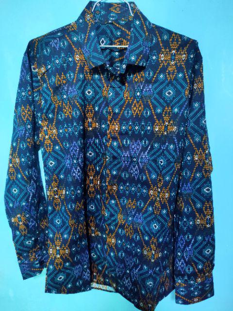 Kemeja Batik Pria Lengan Panjang Motif  Songket Green Snow Hijau Slimfit Stretch Batik Modern