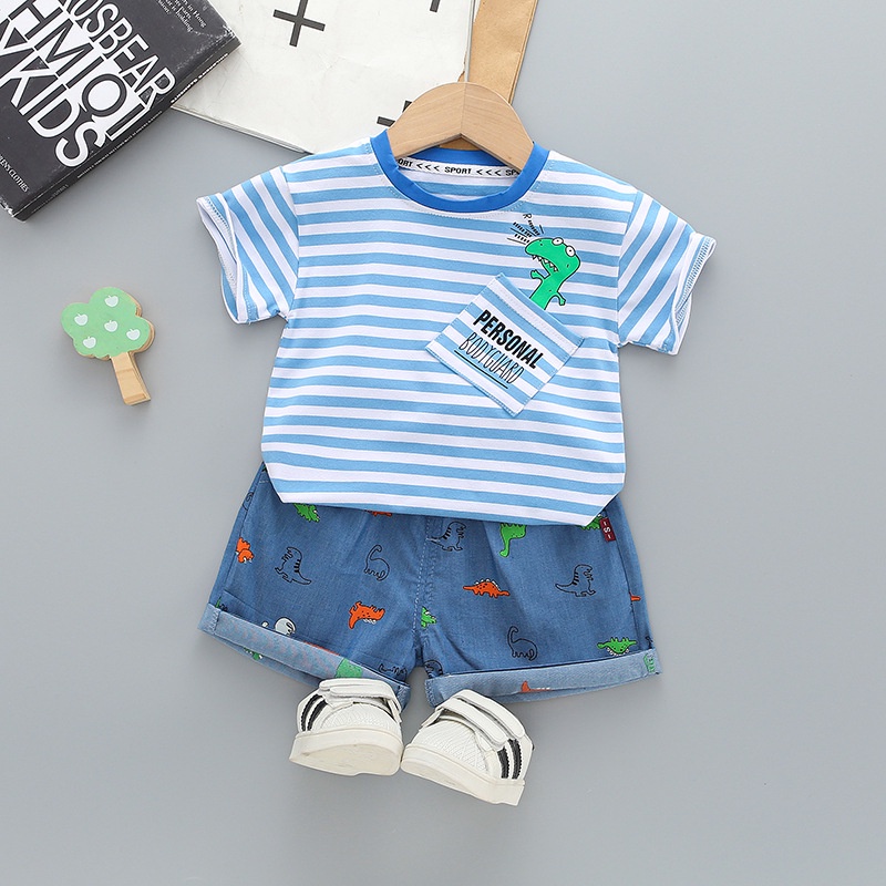 babyfit BODYGUARD baju anak cowok setelan dino celana jeans pendek import