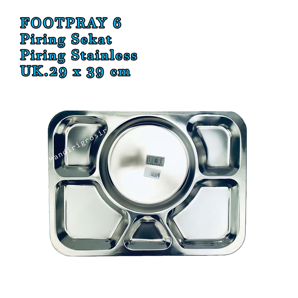 FOOTPRAY 6 * Piring Sekat * Piring Stainless * UK.29 x 39 cm