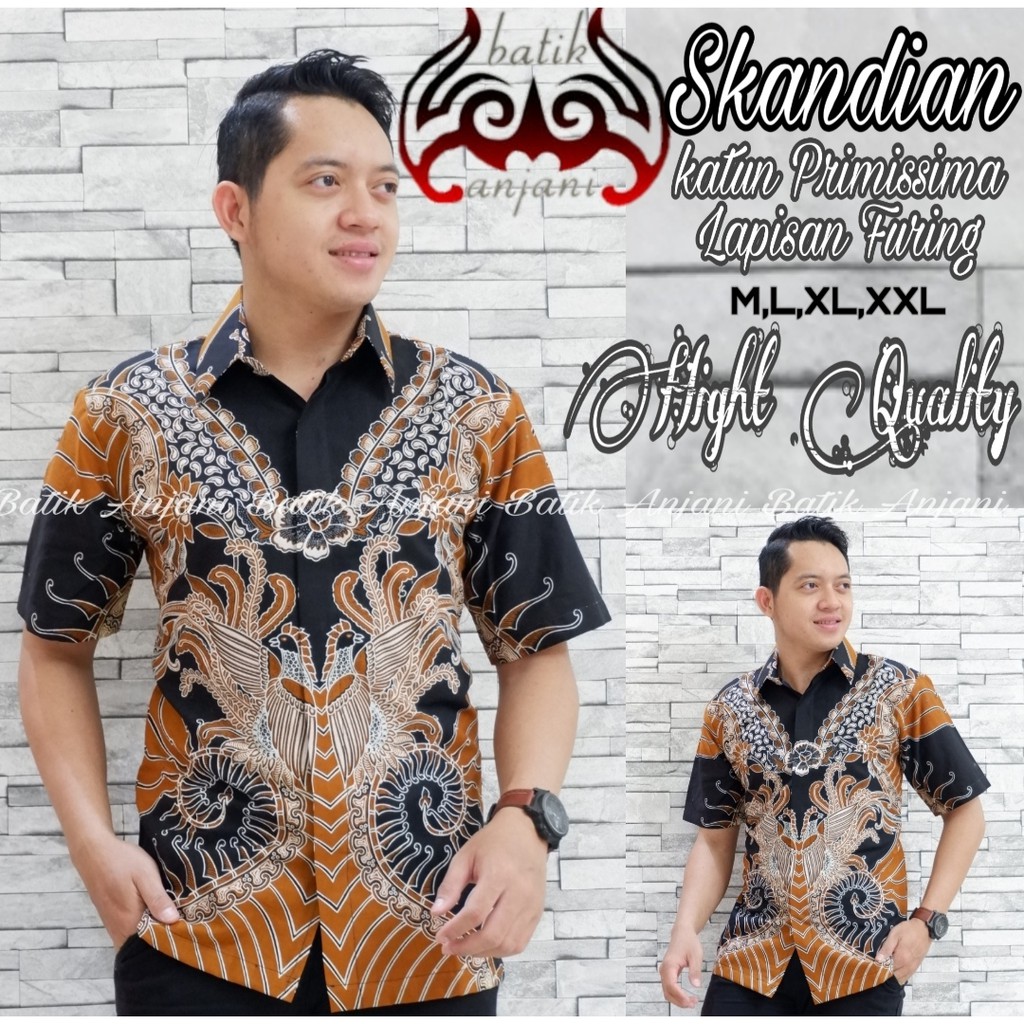 SKANDIA Kemeja Batik Pria Full Furing Bahan Katun Primisima