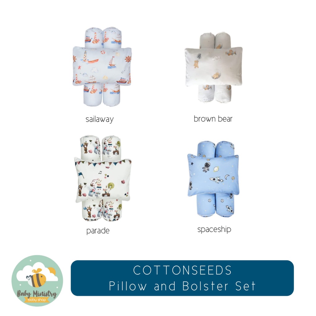 COTTONSEEDS Pillow and Bolster Set - Bantal &amp; Guling Bayi Set / Gift Baby Set