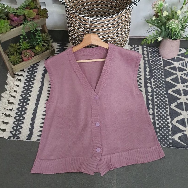 Rompi Rajut  Wanita Button Vest Korean Style Terbaru