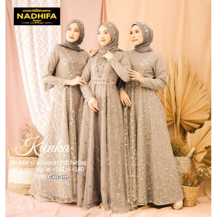Kienka Dress Fab Tille Broklat Import  Free Masker / Gamis Wanita / Dress Pesta by Nadhifa