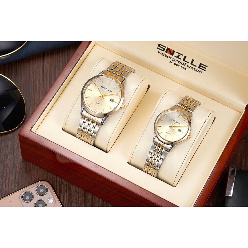 JAM TANGAN COUPLE SNILLE N 1051 ANTI AIR-JAM TANGAN KULIT-JAM TANGAN FASHION