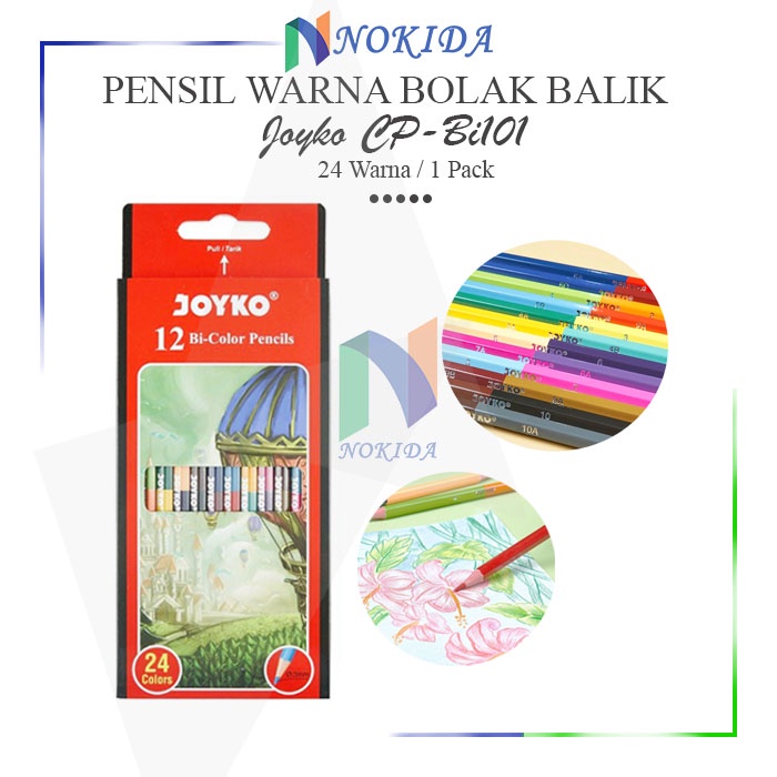 

Nokida Pensil Warna Joyko CP-BI101 [12/24 Warna] / Colour Pencils Joyko / Pinsil Mewarnai / Pinsil Warna Warni / Pensil Gambar / 1 Pensil 2 Warna / Pensil Warna Unik 2 Sisi / Pensil Warna Anak / Pingsil Warna Panjang / Pensil Warna Bolak Balik Joyko