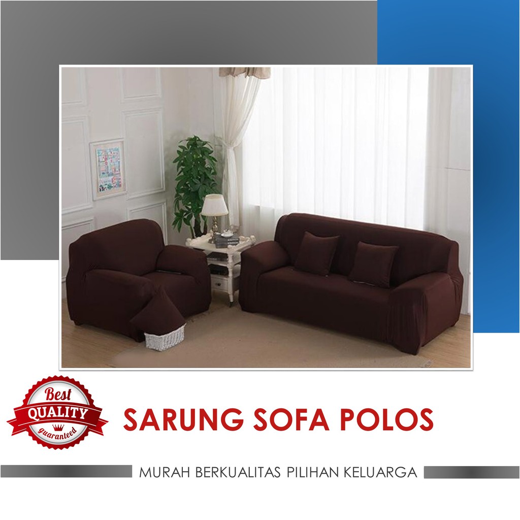 Cover sofa polos elastis 2 Seater Sarung Sofa 3 Seater polos murah bahan polyster model terbaru