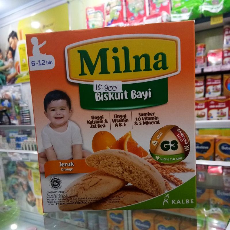 MILNA BISKUIT BAYI 6+ ORIGINAL, JERUK, PISANG, BERAS MERAH, KACANG HIJAU 130GR