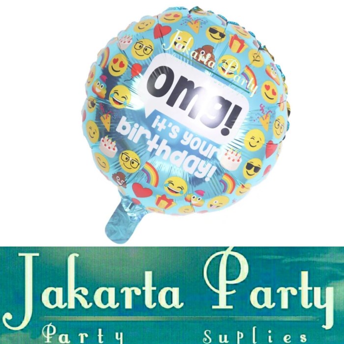 Balon Bulat Emoticon / Balon Foil Happy Birthday / Balon Motif Emoji