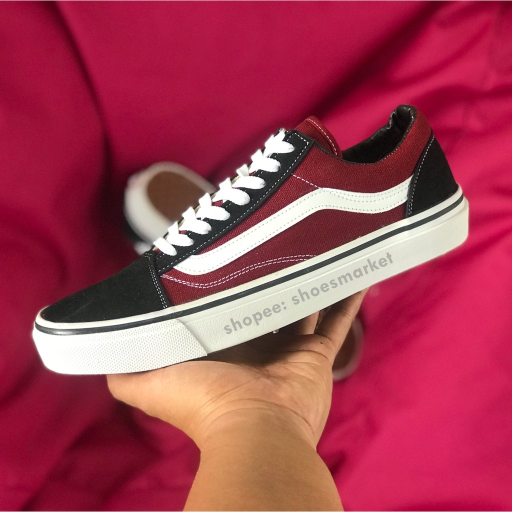 OBRAL SEPATU VANS OLDSKOOL CLASSIC MAROON BLACK