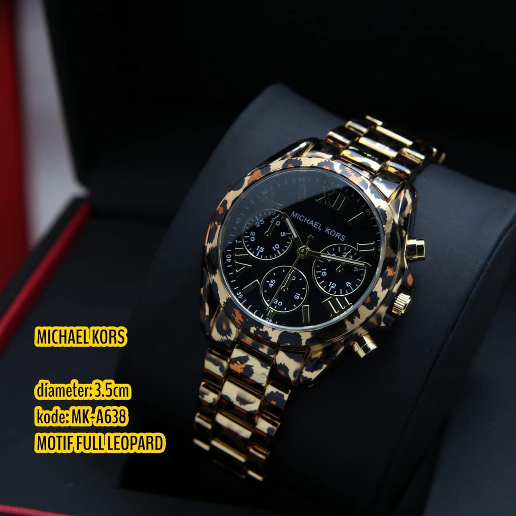 JAM TANGAN WANITA MK RANTAI LEOPARD 3,5CM FREE BOX