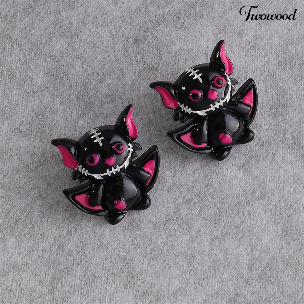 Twowood 1 Pair Beautiful Pumpkin Shape Ear Stud Halloween Style Festive Touch Plastic Fashion Ear Stud for Party