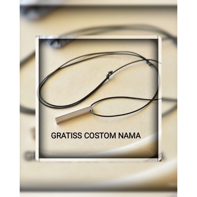 KALUNG TALI HITAM PRIA WANITA LIONTIN BANDUL BALOK PERSEGI TERBARU