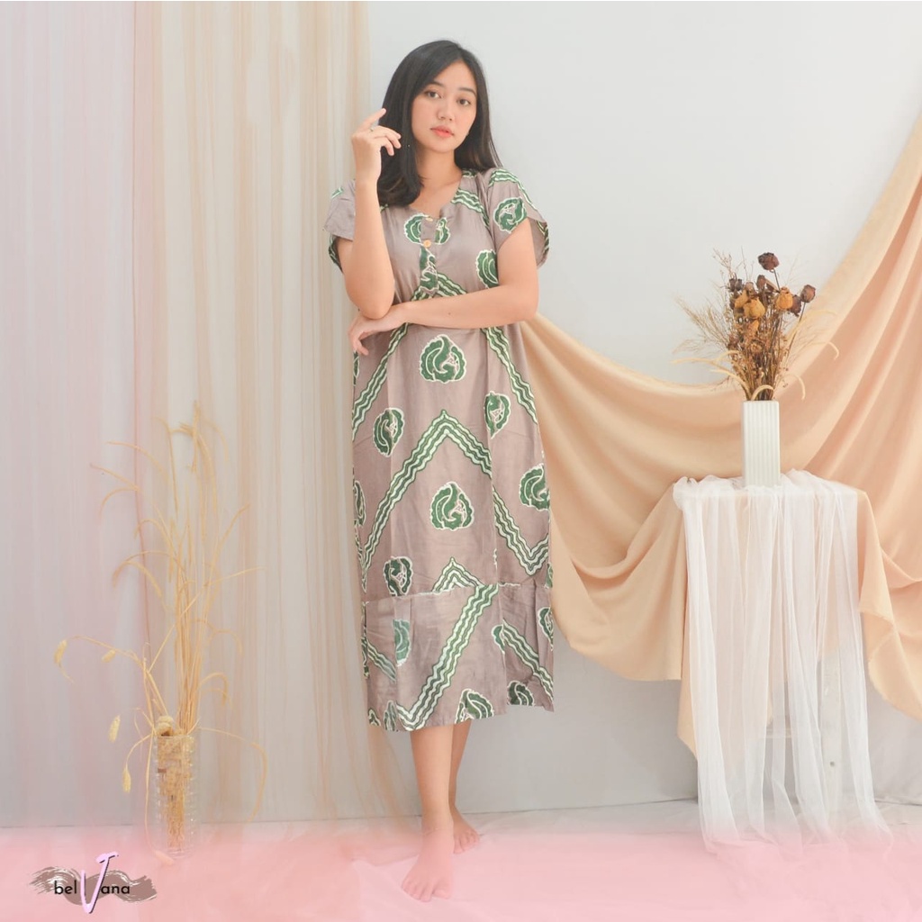 Daster Ruffle | Rufle | Viral Rayon Handprint Busui Friendly Dan Non Busui Fit XXL-[RFL] H