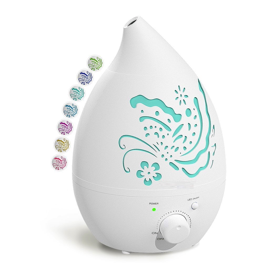 AKN88 - Humidifier Diffuser Penjernih Udara Ukiran Bunga Lampu LED - Kapasitas 1.3L