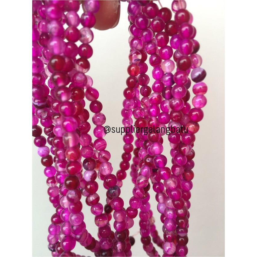 bahan batu 4mm Purple Agate glossy aksesoris korea gelang kalung batu aksesoris crafting pria wanita