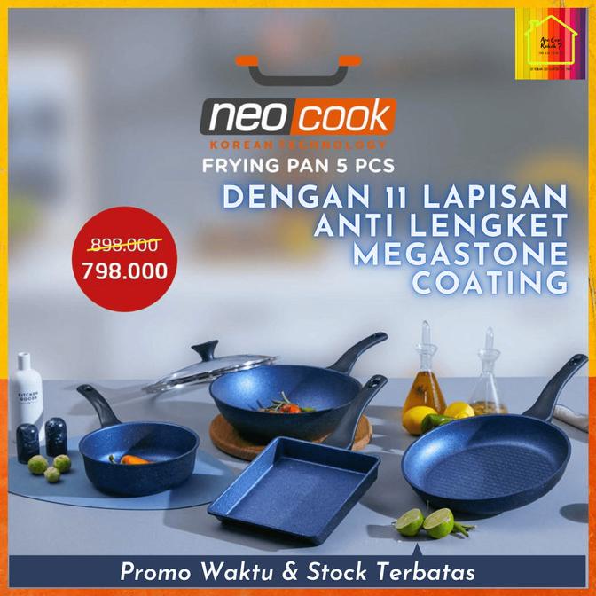 {{{{}}] NEOCOOK Panci Wajan Set Fry Pan+Wok Pan+MultiPot+Square Pan+Tutup Kaca