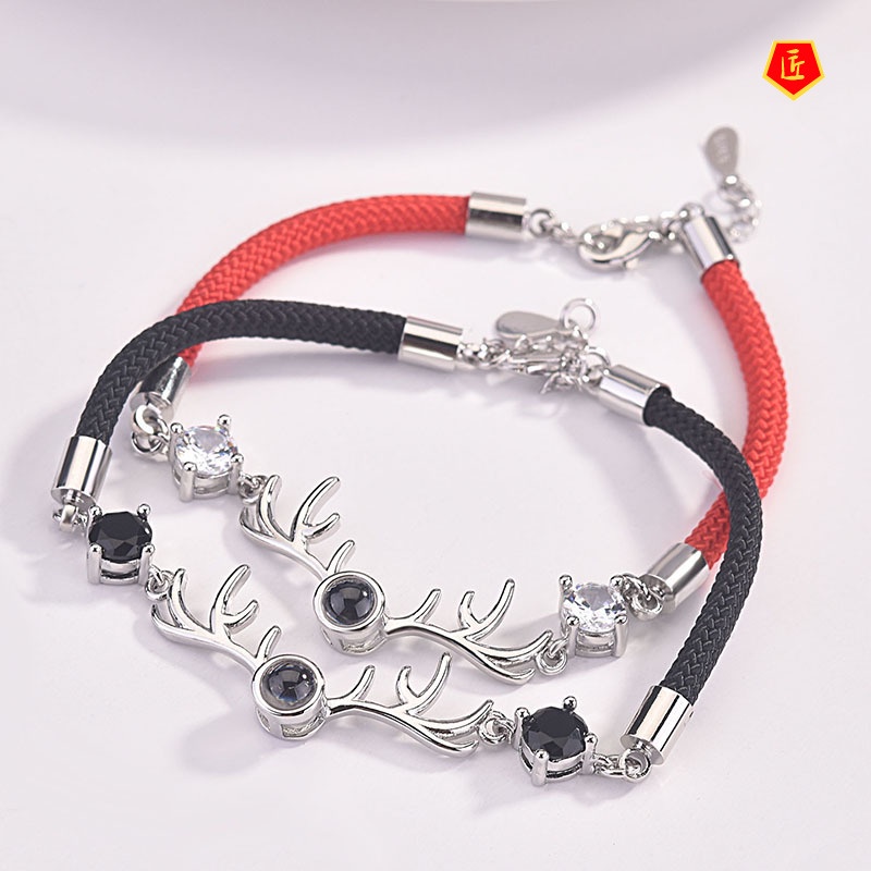 [Ready Stock]Korean Style Simple Red Rope Small Antlers Bracelet