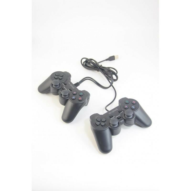 USB GAMEPAD DUAL DOUBLE CONTROLLER GETAR HITAM R-ONE JOYSTIK DOUBEL HITAM FOR PC LAPTOP NETBOOK