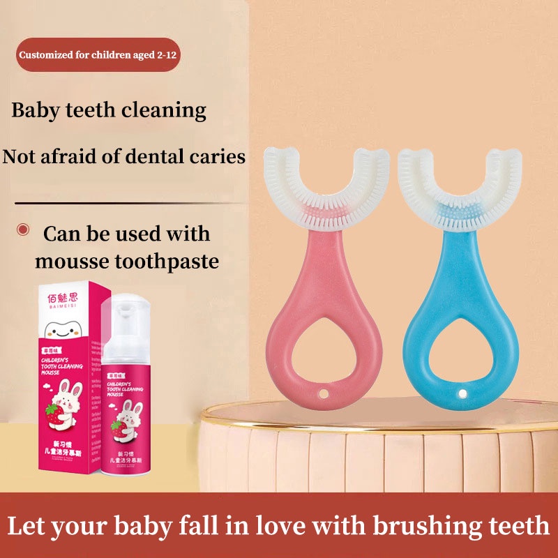 【Ready Stock&amp;COD】sikat gigi anak 2 tahun bentuk u sikat gigi silikon bayi anak Usia 2-12 bentuk U  tooth brush baby silicon type U 360° sikat gigi anak sikat Peralatan Kesahatan Gigi Tri