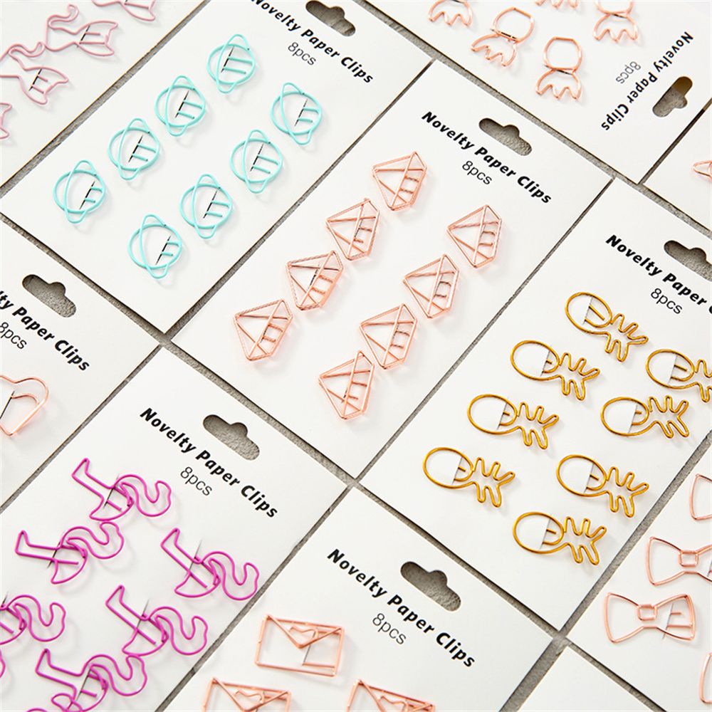 LANFY Cute Paper Clip Set Creative Hollow Bookmark Kawaii Paper Clips Binder Clips Office School Supplies Star Cat Cartoon Stationery Metal Paper Clips