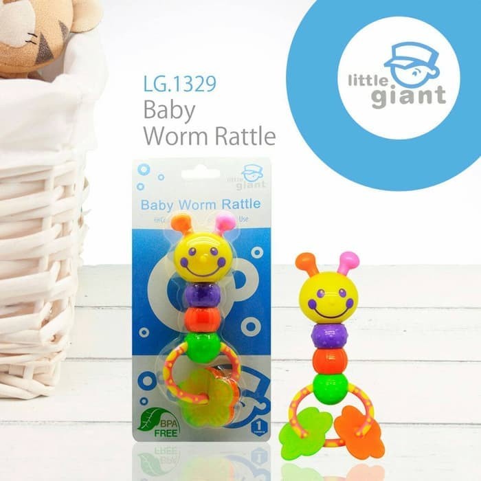 LITTLE GIANT Baby Worm Rattle &amp; Teether Baby Toys Mainan Teether Bayi