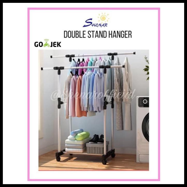 Jual Produk Terbaik Stand Hanger Double Sisi Rak Gantungan Baju Tiang