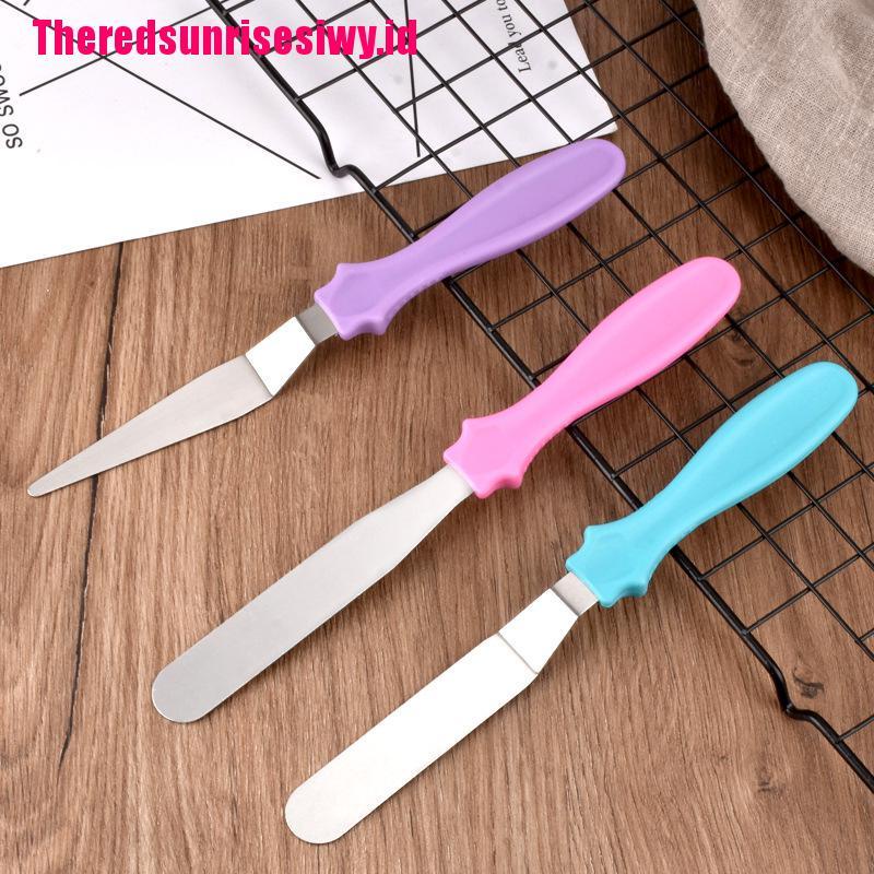 3pcs Spatula Bahan Stainless Steel Untuk Mentega / Krim / Kue