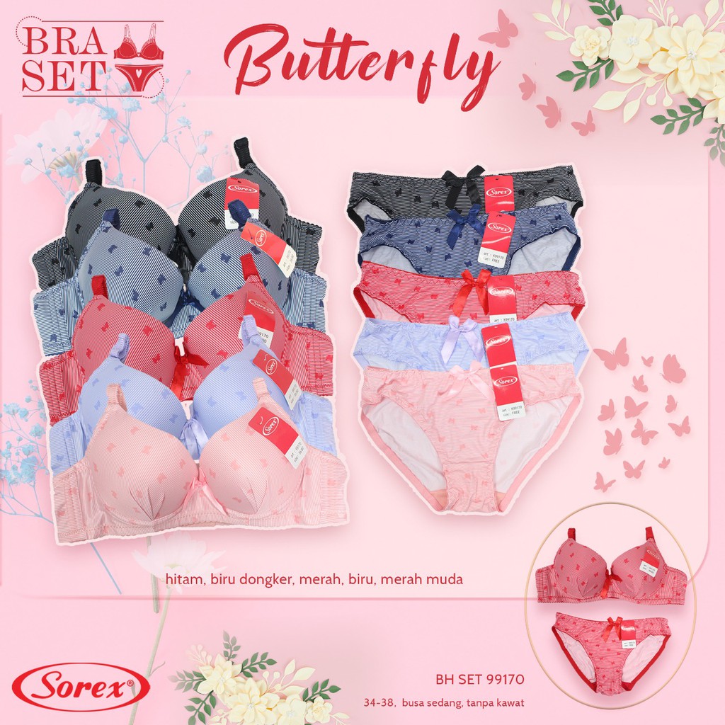 (Set Bra) Bh Bra Set Sorex 99170 / 99176 (Cup A ke B) Motif | Bra Set Pakai Kawat |kcx