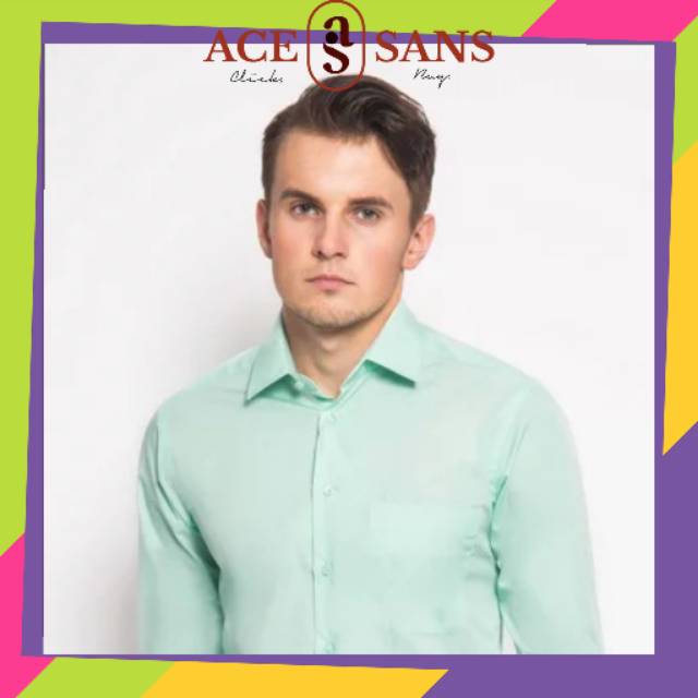 Alisan Kemeja Lengan Panjang Polos Slimfit Hijau PLSSFLS Hijau | Kemeja | Alisan | Original