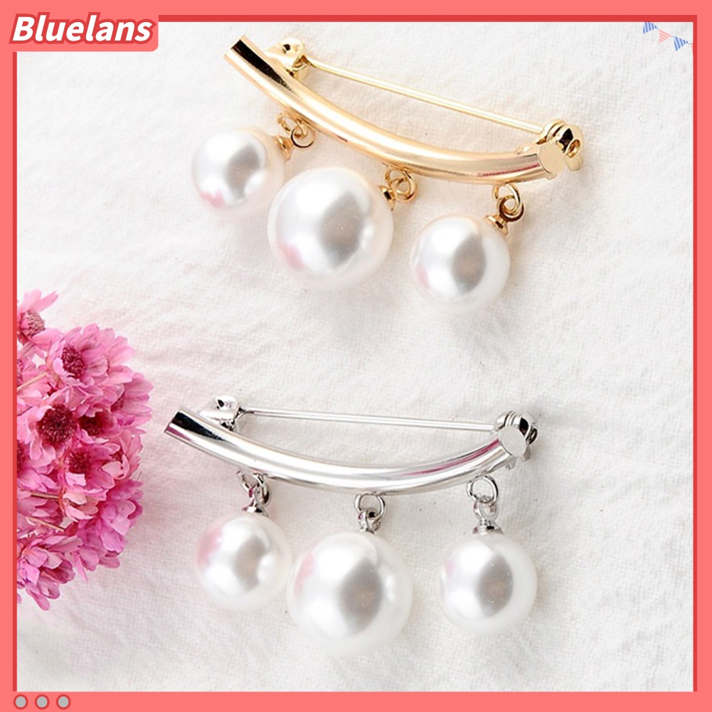 Bluelans Fashion Faux Pearl Dangle Beads Collar Lapel Brooch Pin Clothes Jewelry Decor