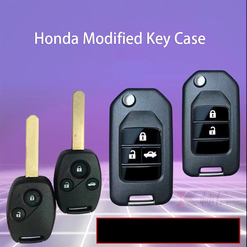 Rumah / Casing Kunci Remote Mobil Lipat 2 Tombol / 3 Tombol Plastik Warna Hitam Untuk Honda