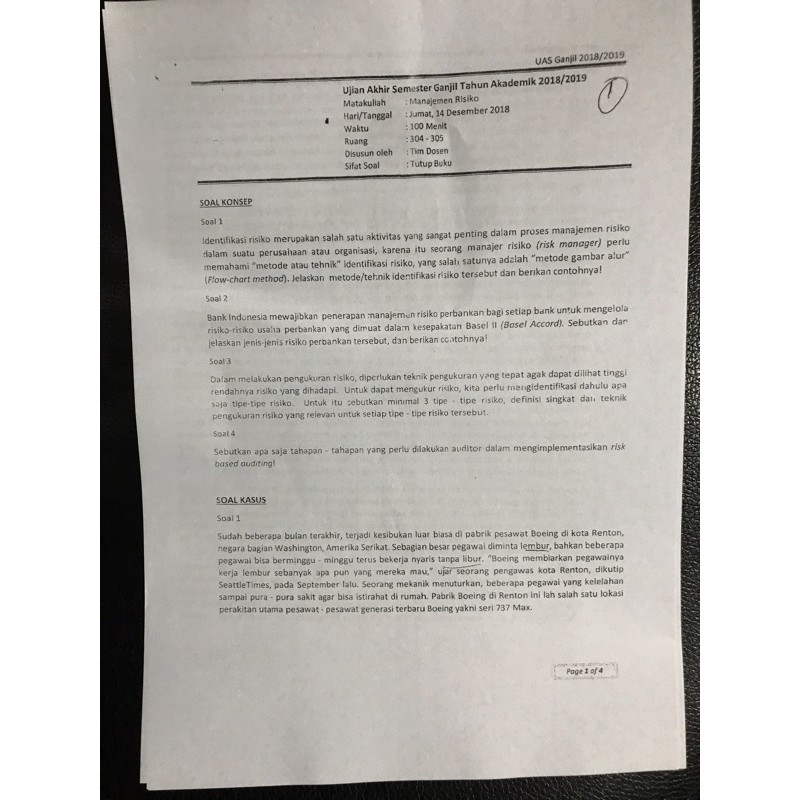 Soal Manajemen Resiko Uas Shopee Indonesia