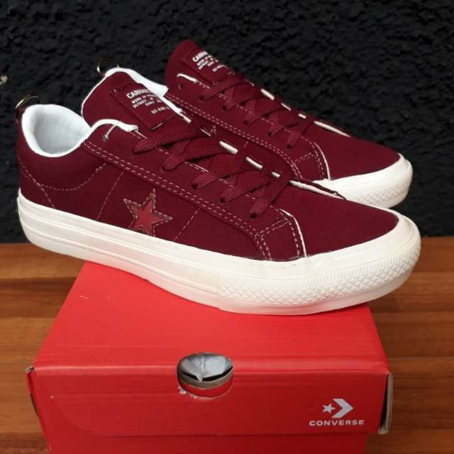 100% PREMIUM SEPATU CONVERSE LOW CARHARTT MAROON WHITE