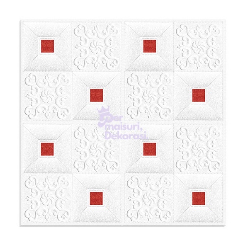 [COD] Wallpaper Dinding Stiker Wallfoam 3D Sticker Dekorasi Kamar Rumah Murah [Seri C] Batik-GLITER MERAH