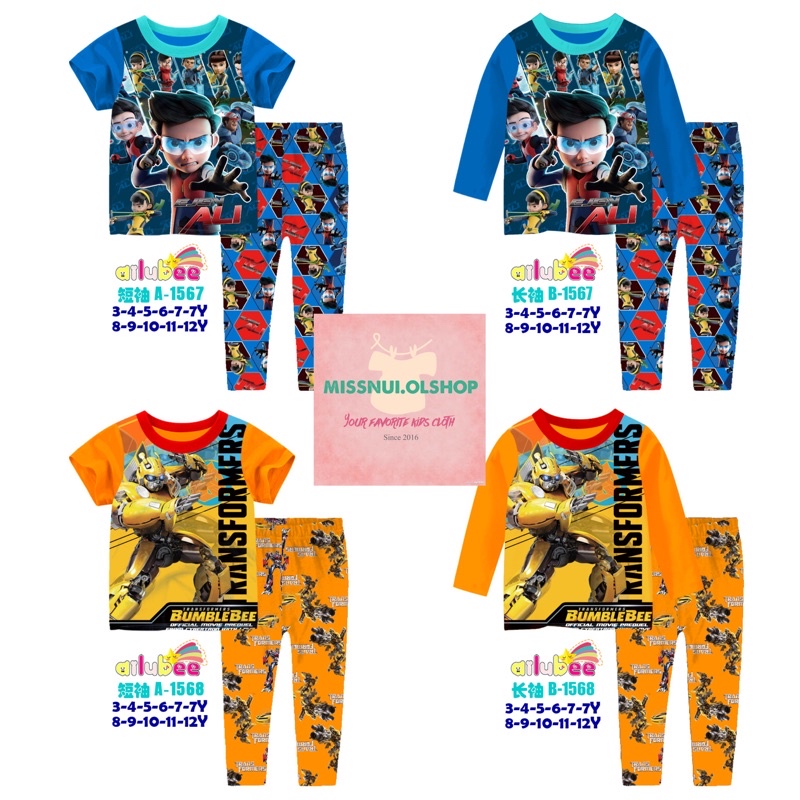[READY] BAJU TIDUR PIYAMA ANAK COWO IMPORT AILUBEE A B 1567,1568 EJEN ALI BUMBLEBEE A B 1595